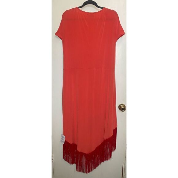 ASOS DESIGN Curve wrap midi dress with fringing detail in burnt orange size 20 N - Picture 8 of 10